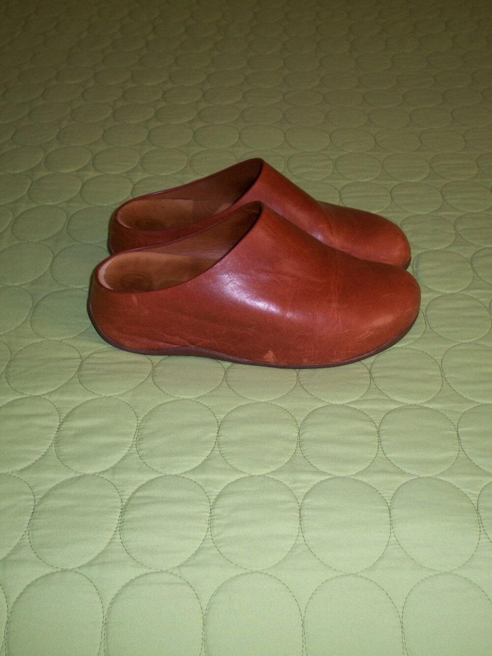 FitFlop Shuv Brown Leather Clog Mules Size 6